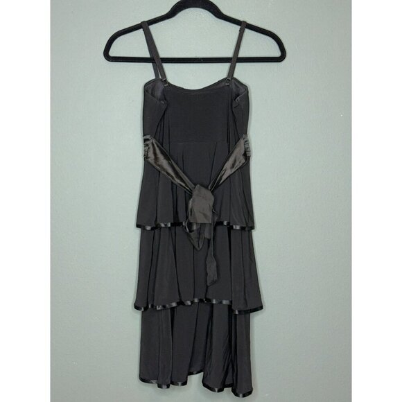 VTG Deb Medium Y2K 90s Strappy Tiered Satin Trim Tiered Bow Bling Party Dress - Picture 2 of 10